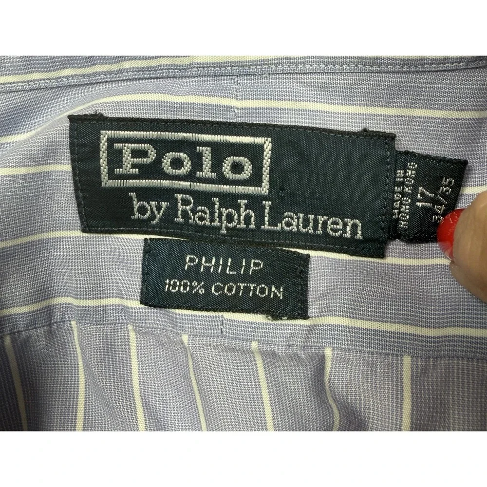 Polo Ralph Lauren Vintage Shirt‎ Mens 17 34/35 Long Sleeve Philip Button Up